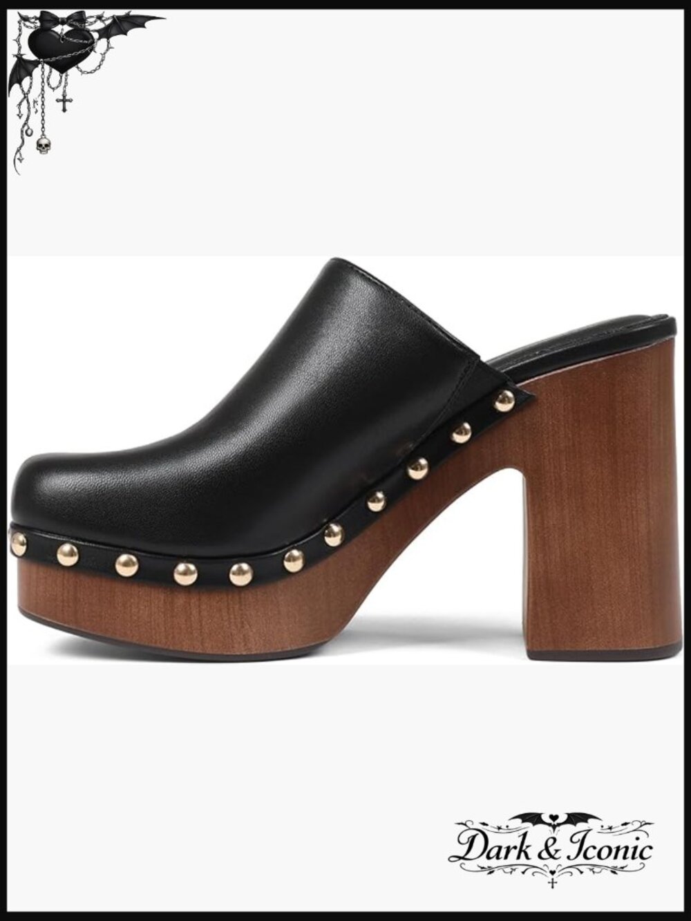 Chunky Platform Clogs Mules High Heeled Sandals Rivet Studded Slip On